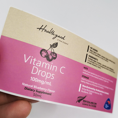 Label pharmaceutique démontable imprimant des labels de bouteille de vitamine de CMYK