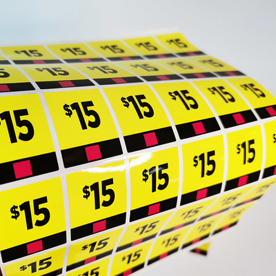 BOPP lançant les autocollants sur le marché promotionnels permanents de labels d'impression au détail fait sur commande des autocollants CMYK