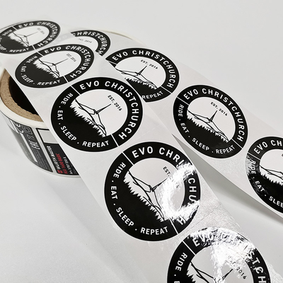 Labels au détail faits sur commande de BOPP vernissant le papier imprimable rotatoire d'autocollant de vinyle