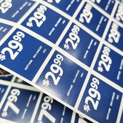 Papier d'imprimerie rotatoire auto-adhésif de vinyle de labels au détail faits sur commande ovales rectangulaires