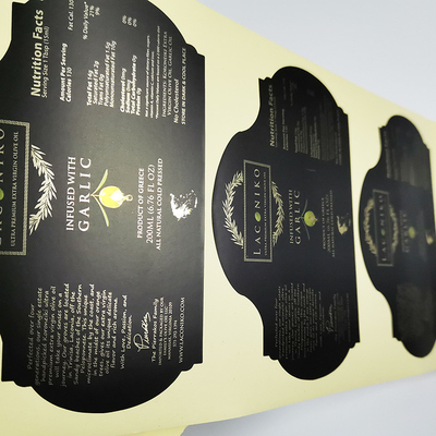 L'aluminium d'or découpé avec des matrices emboutissant la nourriture brillante étiquette adhésif la forme faite sur commande