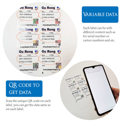 Les données variables de film de BOPP marquent imprimer le label d'impression de Code QR Digital